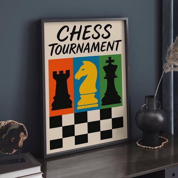 Kiloa Colorful Chess Tournament Modern Game Room Poster, 8x12 UNFRAMED
