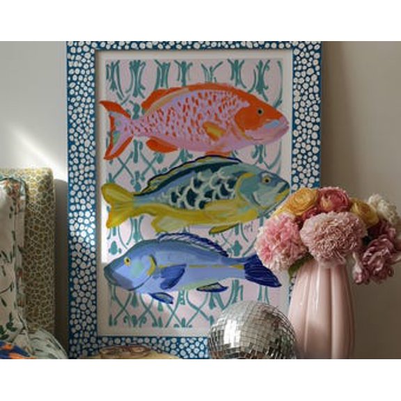 Kiloa Colorful Fish Coastal Kitchen Wall Art Poster, 8x12 UNFRAMED