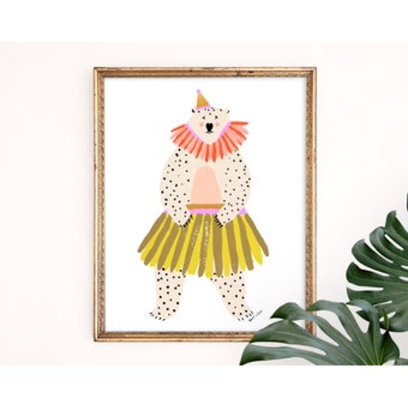 Kiloa Dancing Bear Animal Lover Wall Art Poster, 24x36 UNFRAMED