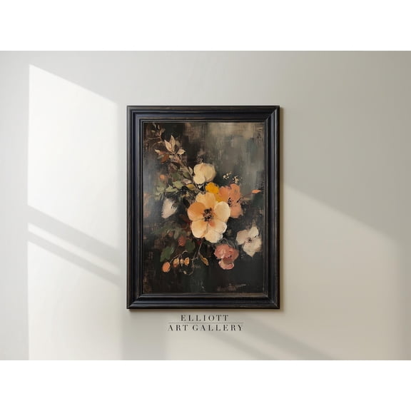 Kiloa Fall Botanical Vintage Still Life Dark Fall Floral Moody Botanical Wall Art Poster Dark Floral Wall Art Poster E985, 8x12 UNFRAMED