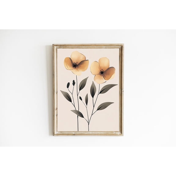 Kiloa Fall Minimal Floral Poster Boho Modern Wall Art, 8x12 UNFRAMED