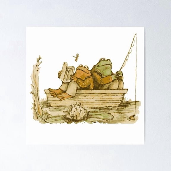 Kiloa Frog and Toad Minimal Illustration Poster, 12x18 UNFRAMED