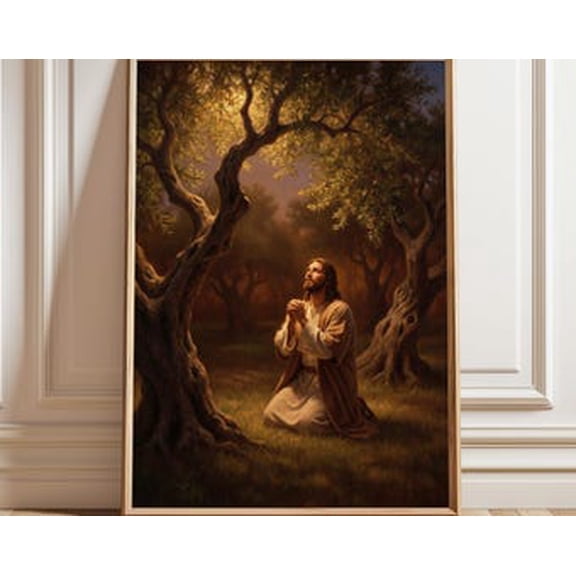 Kiloa Garden Gethsemane Jesus Praying Poster, 8x12 UNFRAMED