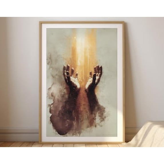 Kiloa Gift Grace Open Hands Christian Watercolor Poster, 12x18 UNFRAMED