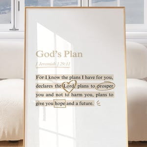 Kiloa God's Plan Jeremiah 29 11 Wall Art Beige Christian Wall Art Bible Verse Wall Art Aesthetic Room Decor Scripture Wall Art Neutral Wall Art, 24x36 UNFRAMED