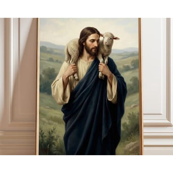 Kiloa Jesus Good Shepherd Lost Sheep Poster, 12x18 UNFRAMED