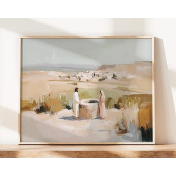 Kiloa Jesus Samaritan Woman Well Christian Poster, 8x12 UNFRAMED