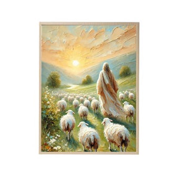 Kiloa Jesus Sheep Christian Landscape Poster, 8x12 UNFRAMED