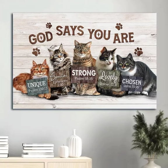 Kiloa Jesus and Cat Christian Gift Wall Art Poster, 8x12 UNFRAMED