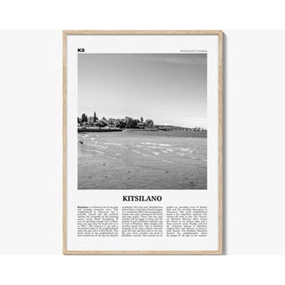Kiloa Kitsilano Vancouver Black and White Coastal Wall Art Poster, 8x12 UNFRAMED