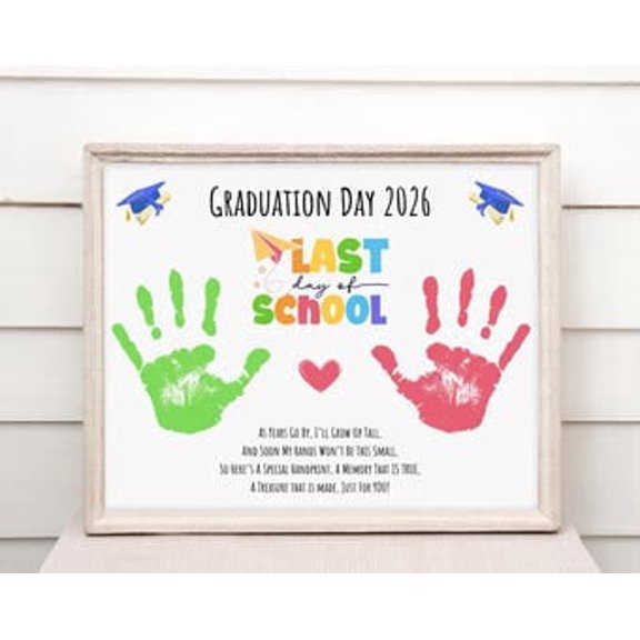 Kiloa Last Day of School Handprint Style Kids Poster, 16x24 UNFRAMED