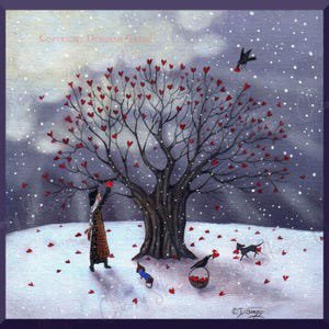 Kiloa Love is in Abundance Valentine Tree Wall Art Poster, 8x12 UNFRAMED