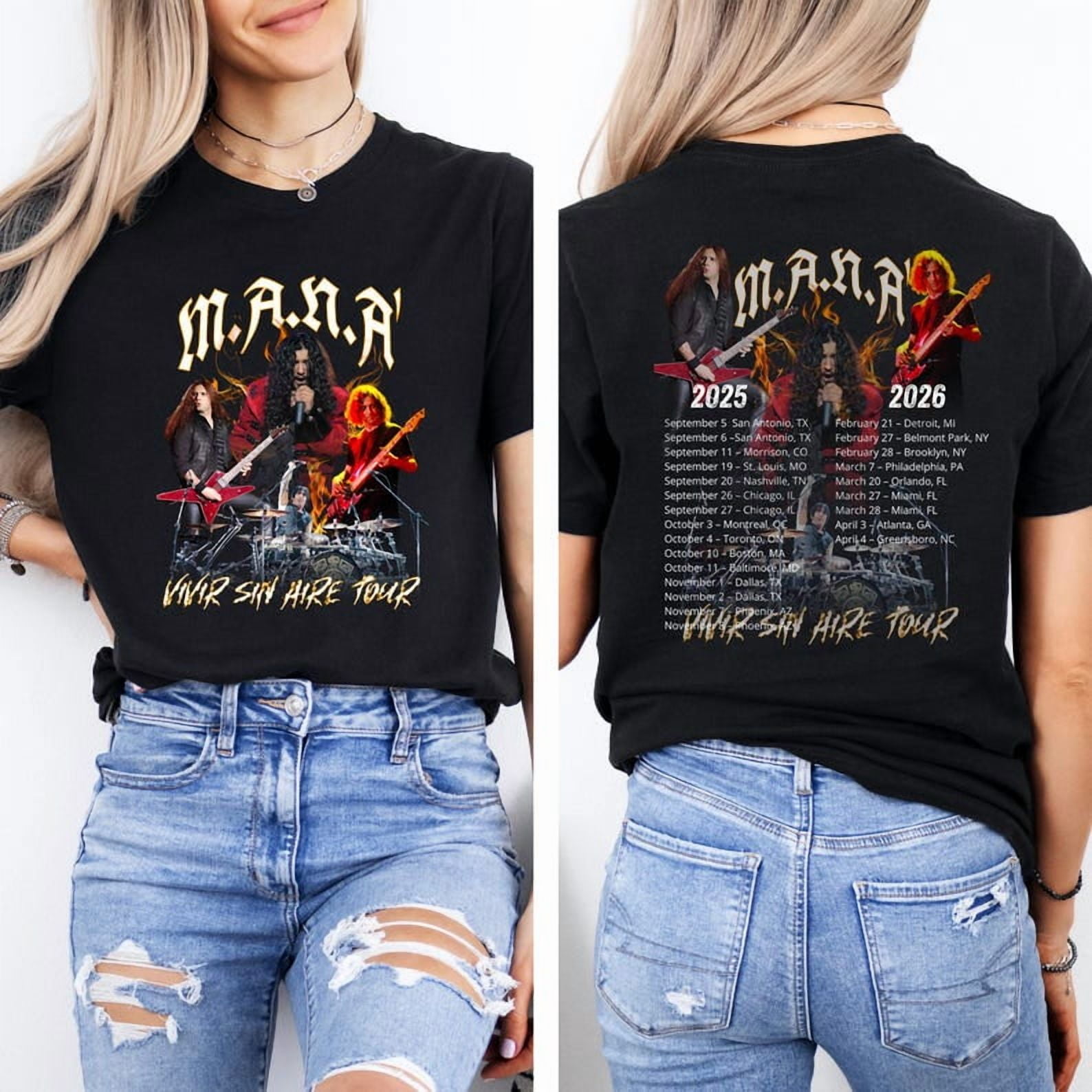 Kiloa Mana Band Tour 2025 T-Shirt, Maná Vivir Sin Aire Tour 2025 T ...