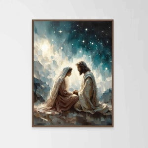 Kiloa Moonlight Prayers, Christian Art, Jesus and Woman, Picture of Christ, LDS Art, Bible Wall Art, Jesus Poster, Christian Prints, Jesus Art, 24x36 UNFRAMED