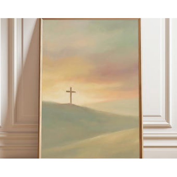 Kiloa Mountain Cross Rustic Christian Poster, 8x12 UNFRAMED