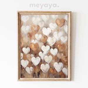 Kiloa Neutral Beige Vintage Heart Wall Art Poster, 8x12 Poster Print