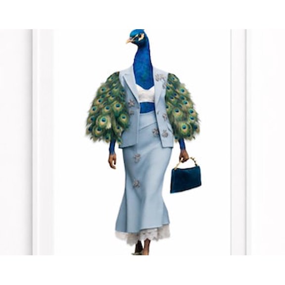 Kiloa Peacock in Erdem Bougie Animal Icon Wall Art Poster, 8x12 UNFRAMED