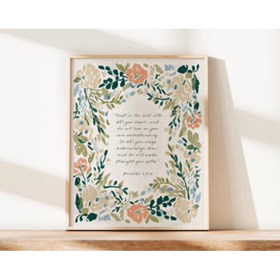 Kiloa Personalized Floral Bible Verse Christian Poster, 8x12 UNFRAMED