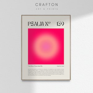 Kiloa Psalm 139 Wall Art Print, Modern Pink Gradient Abstract Trendy Spiritual Christian Bible Verse Scripture Printable, 24x36 UNFRAMED