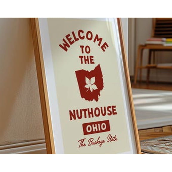 Kiloa Retro Ohio State Art Poster, 12x18 UNFRAMED