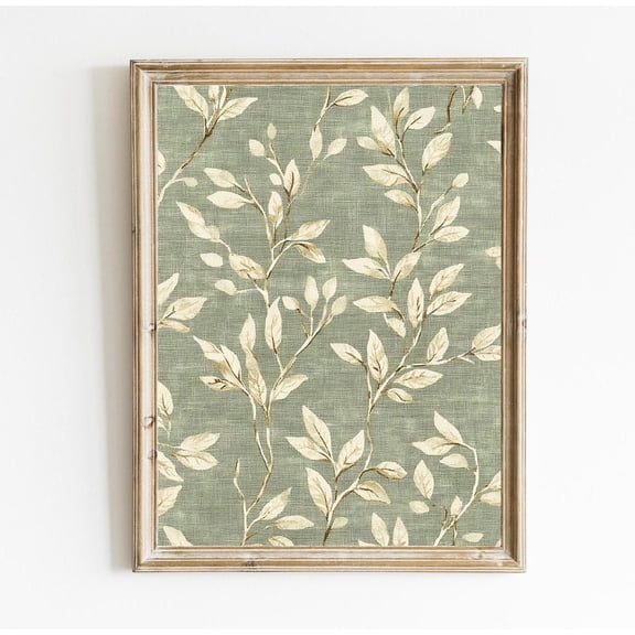 Kiloa Sage Green Textile Sage Green and Beige Tapestry Wall Art Poster Vintage Traditional Spring Nursery Art Poster able Art E668, 8x12 UNFRAMED