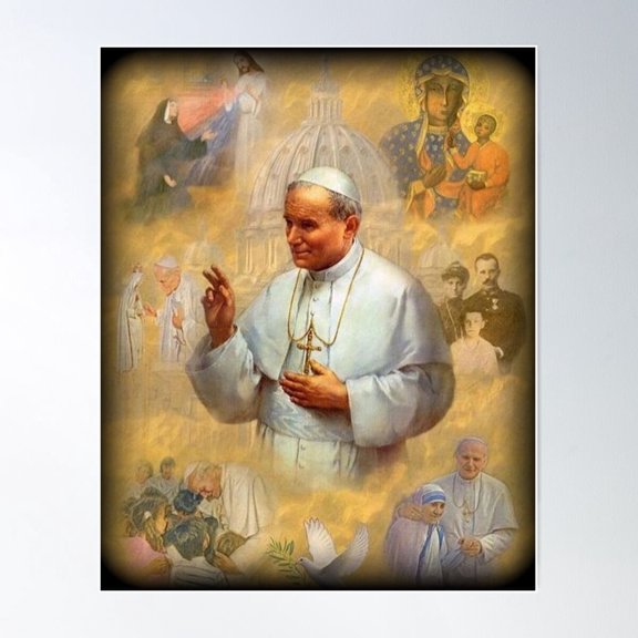 Kiloa Saint John Paul II Religious Portrait Poster, 8x12 UNFRAMED