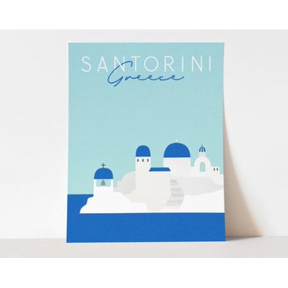 Kiloa Santorini Greece Travel Wall Art Poster, 24x36 UNFRAMED