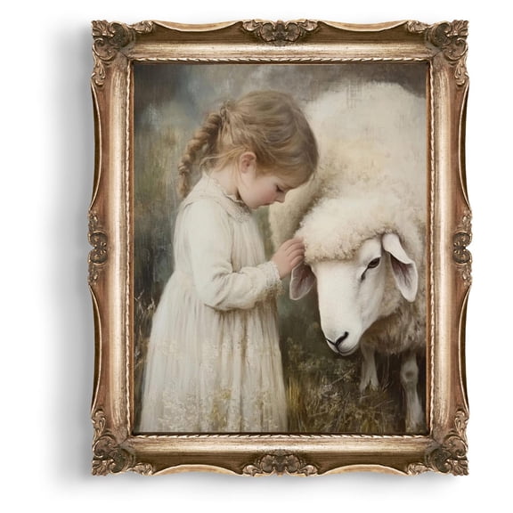 Kiloa Shepherd Girl Print Poster Cottagecore Wall Decor Poster Farmhouse Wall Print Poster Neutral Vintage Poster E359, 12x18 UNFRAMED