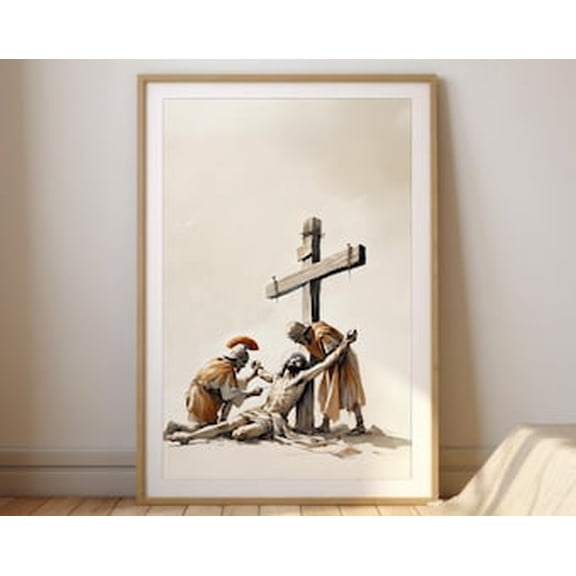 Kiloa Station XI Jesus Nailed Cross Passion Poster, 24x36 UNFRAMED