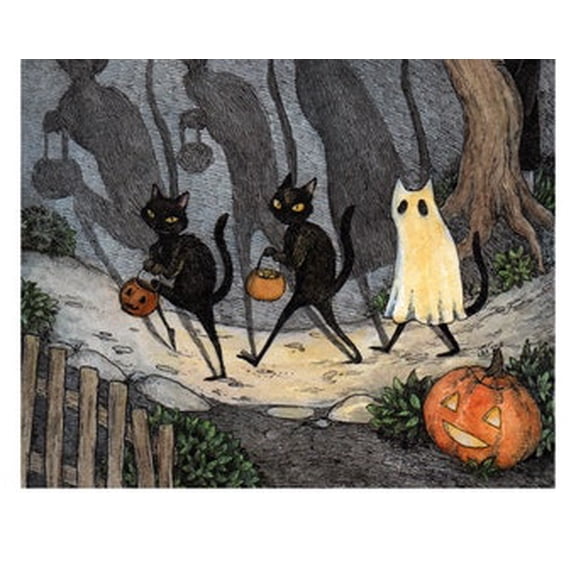 Kiloa The Bad Luck Gang Black Cat Halloween Art Poster, 8x12 UNFRAMED