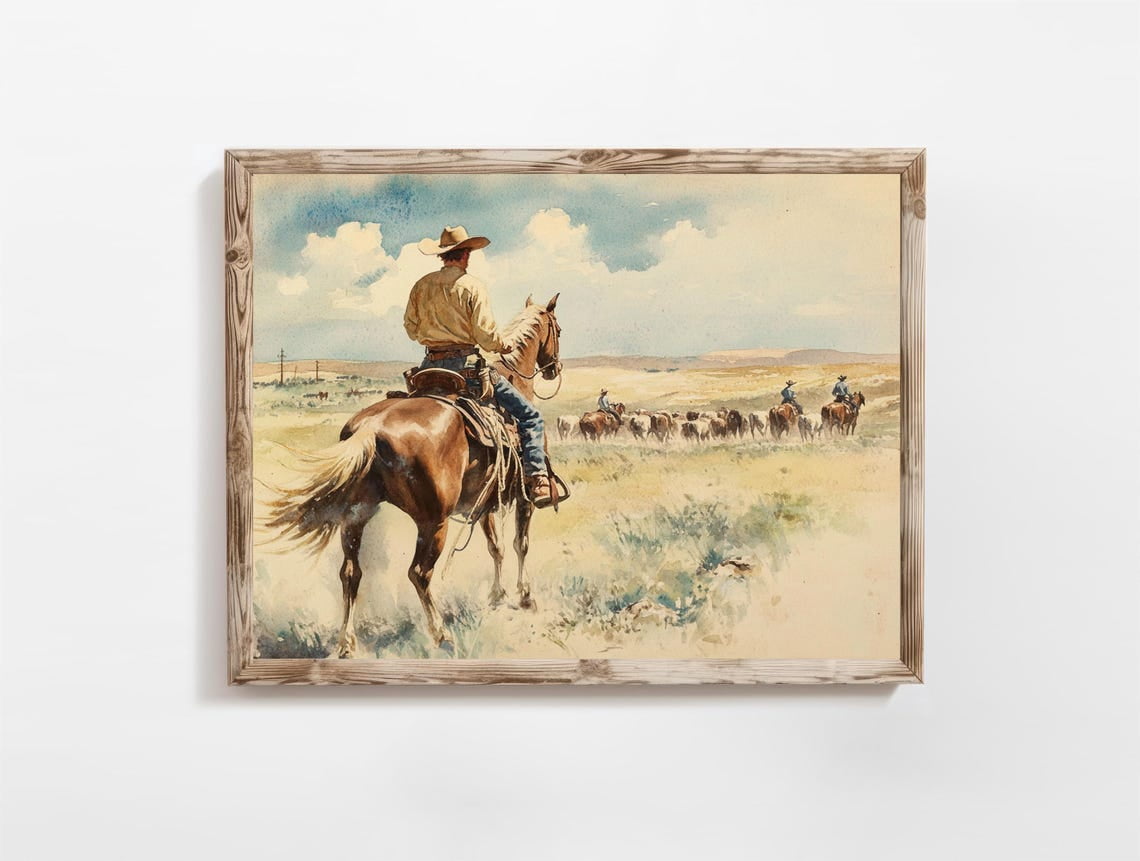 Kiloa Western Wall Print Poster Cowboy Wall Decor Poster Vintage Horse ...