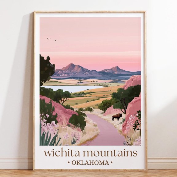 Kiloa Wichita Mountains Oklahoma Travel Poster, 8x12 UNFRAMED