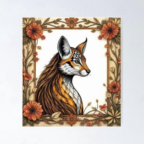 Kiloa Wildlife Animal Illustration Art Poster, 12x18 UNFRAMED