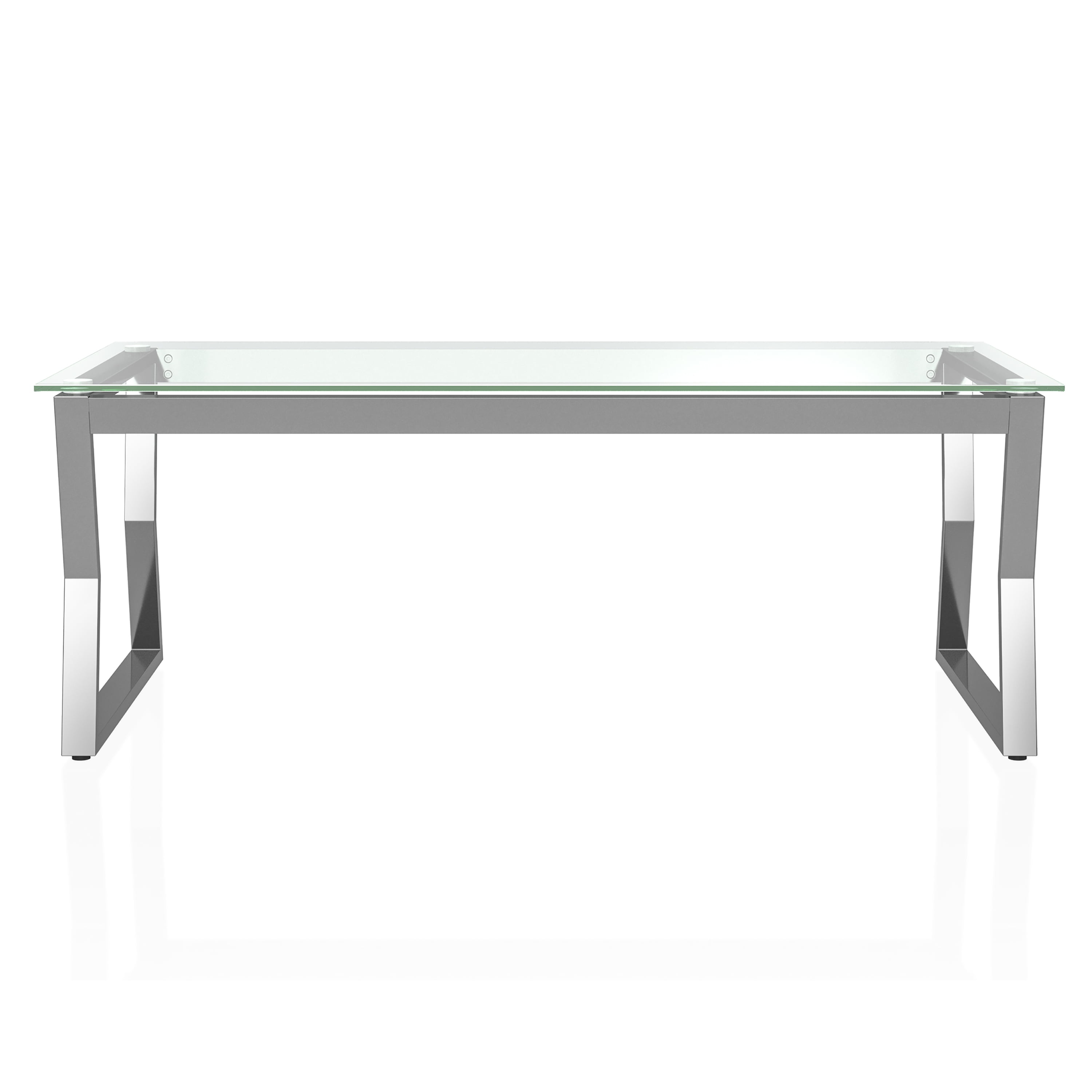 Xander Clear Tempered Glass Top Chrome Sled Coffee Table
