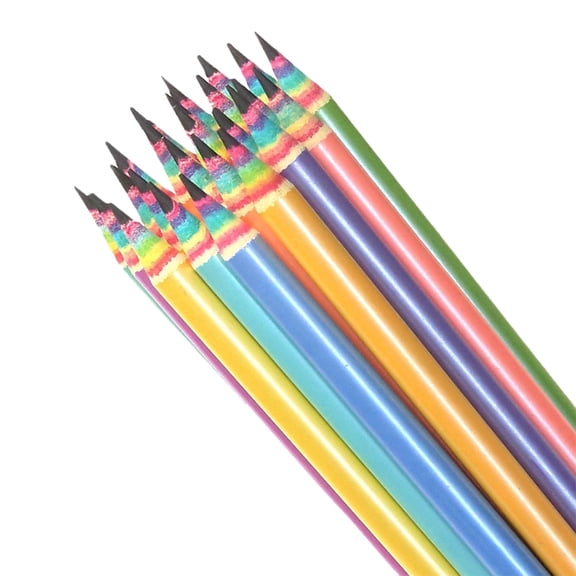 Kilougeis 12Pcs Rainbow Pencil Hb,Wood & Plastic Rainbow Recycled Paper Hb Pencils for Writing,Test Taking,Classroom Supplies