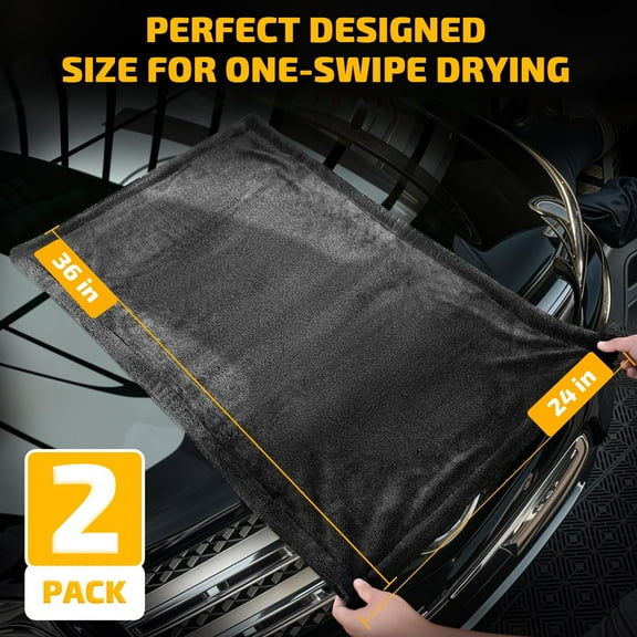Kilougeis 2025 New 1 Pack Microfiber Car Drying Towels(36" X 24") Absorbent Streak Scratch No Water Premium Double Pile and Edgeless Design Quick & Effortless Dry