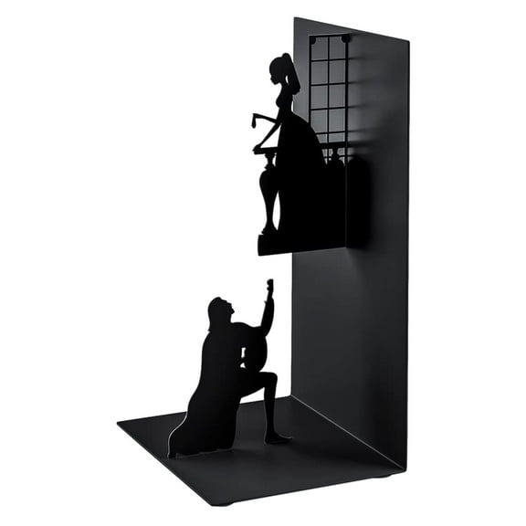 Kilougeis 2026 New Black Metal Non-Slip Bookend Bracket Heavy Book End Office Book Stopper