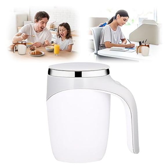 Kilougeis 2026 New Rechargeable Automatic Coffee Stirring Mug with 350Ml Large Capacity Usb C Fast Charging Leak Proof Lid & Stainless Inner One Button Operation Stirring Cup for Coffee