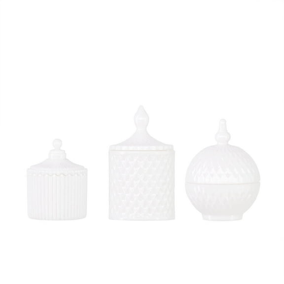 Kilougeis Hot Sale 3Pcs Miniature Glass Candy Jar Set,Home Decorative Storage Jars for Apothecary, Bathroom, Kitchen, and Pantry