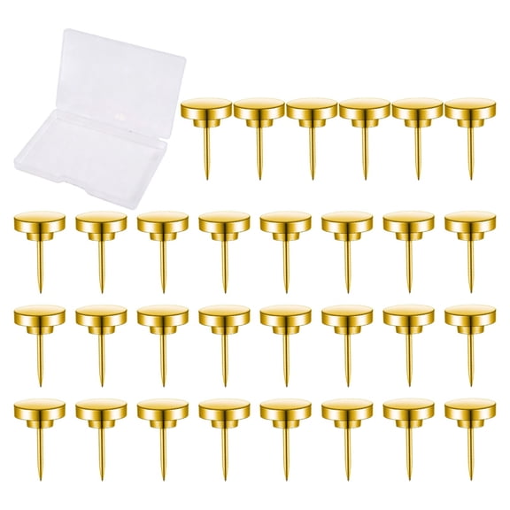 Kilougeis Student Essentials 30Pcs Alloy Round Push Pins Push Pins Count in Reusable Box for Bulletin Boards and Wall Displays