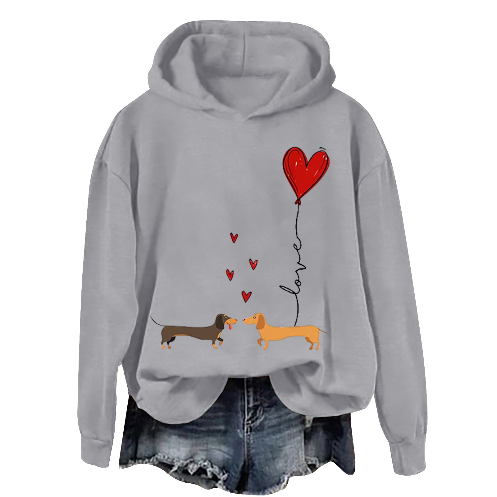 Kilougeis Womens Valentine's Day Oversized Hoodie Valentines 