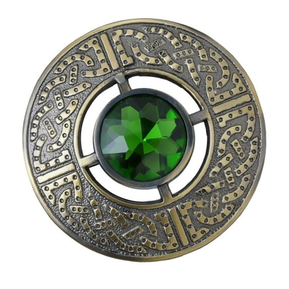 Kilt Emporium Celtic Brooch &ndash; 3" Scottish Kilt Pin Norse Vintage Jewelry with Gemstones