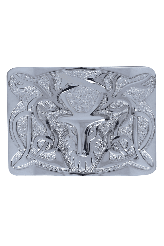 Scottish Stag Kilt Belt Buckle – Solid Brass, Traditional Celtic Design