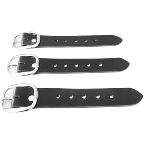 Kilt Extender Buckle Straps for Tight Fitting Kilts Black Leather Nickel Hardware