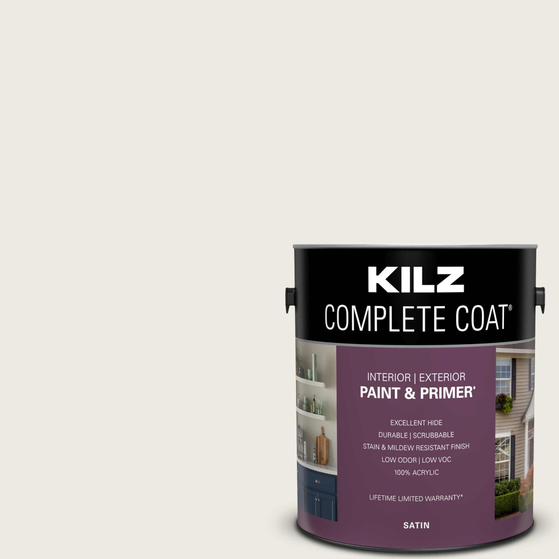 Kilz Complete Coat Ultra Bright White Satin Paint & Primer, 1 Gallon