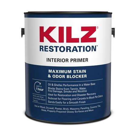 KILZ Restoration Maximum Stain and Odor Blocking Interior Latex Primer, White, 1-Gallon