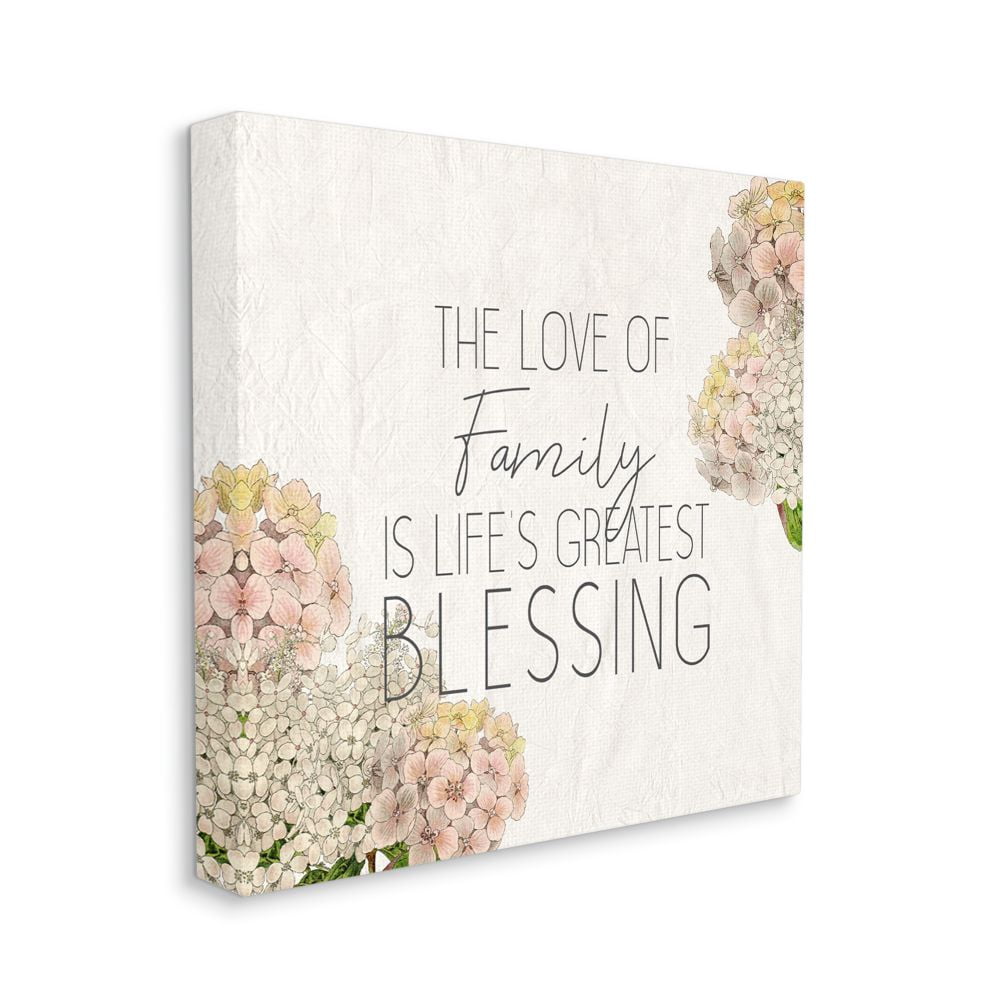 Kim Allen Love Of Family Religious Flower Word Design 24" x 24" Painting Canvas Art Print, by Stupell Home Décor