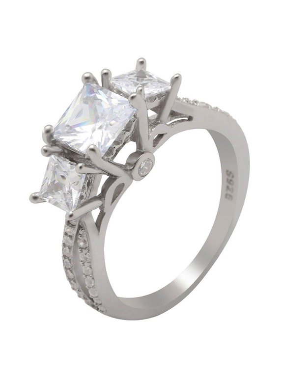 Kim Engagement Ring Sterling Silver Princess Cz Womens Ginger Lyne Collection