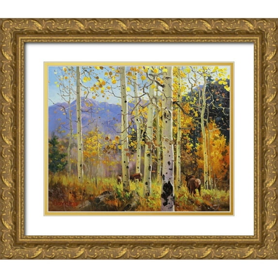 Kim, Gary 18x15 Gold Ornate Wood Framed with Double Matting Museum Art Print Titled - Elks in Heaven