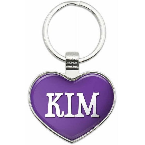 Kim - I Love Name Metal Heart Keychain Key Chain Ring, Multiple Colors Available